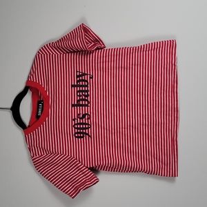 Sorella red striped 90's baby cropped tee